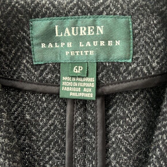 Lauren Ralph Lauren 100% Lambswool Charcoal Gray Blazer Women’s Size 6P petite - Picture 3 of 14